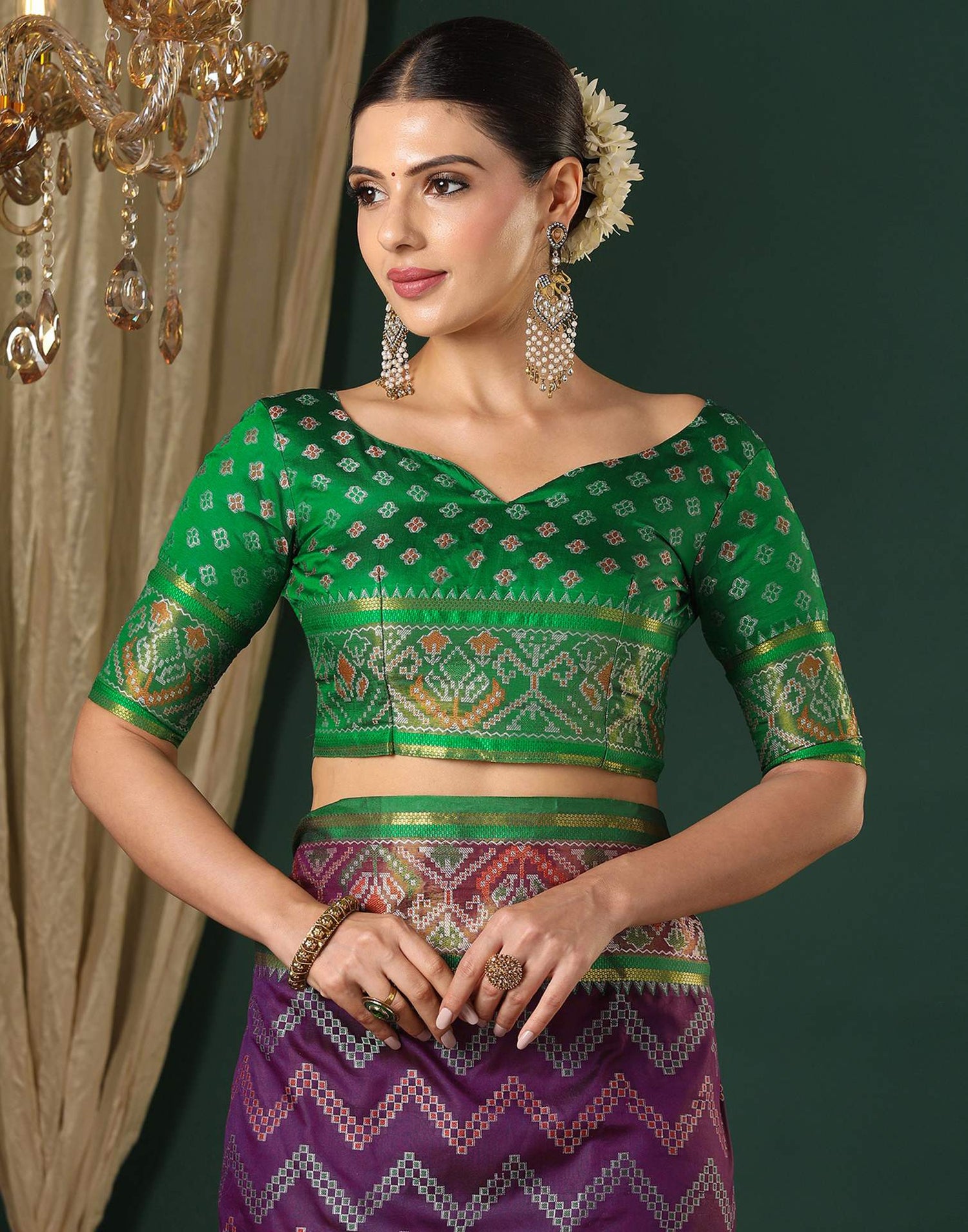 Dark Purple Silk Patola Woven Saree