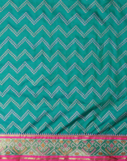 Teal Green Silk Patola Woven Saree