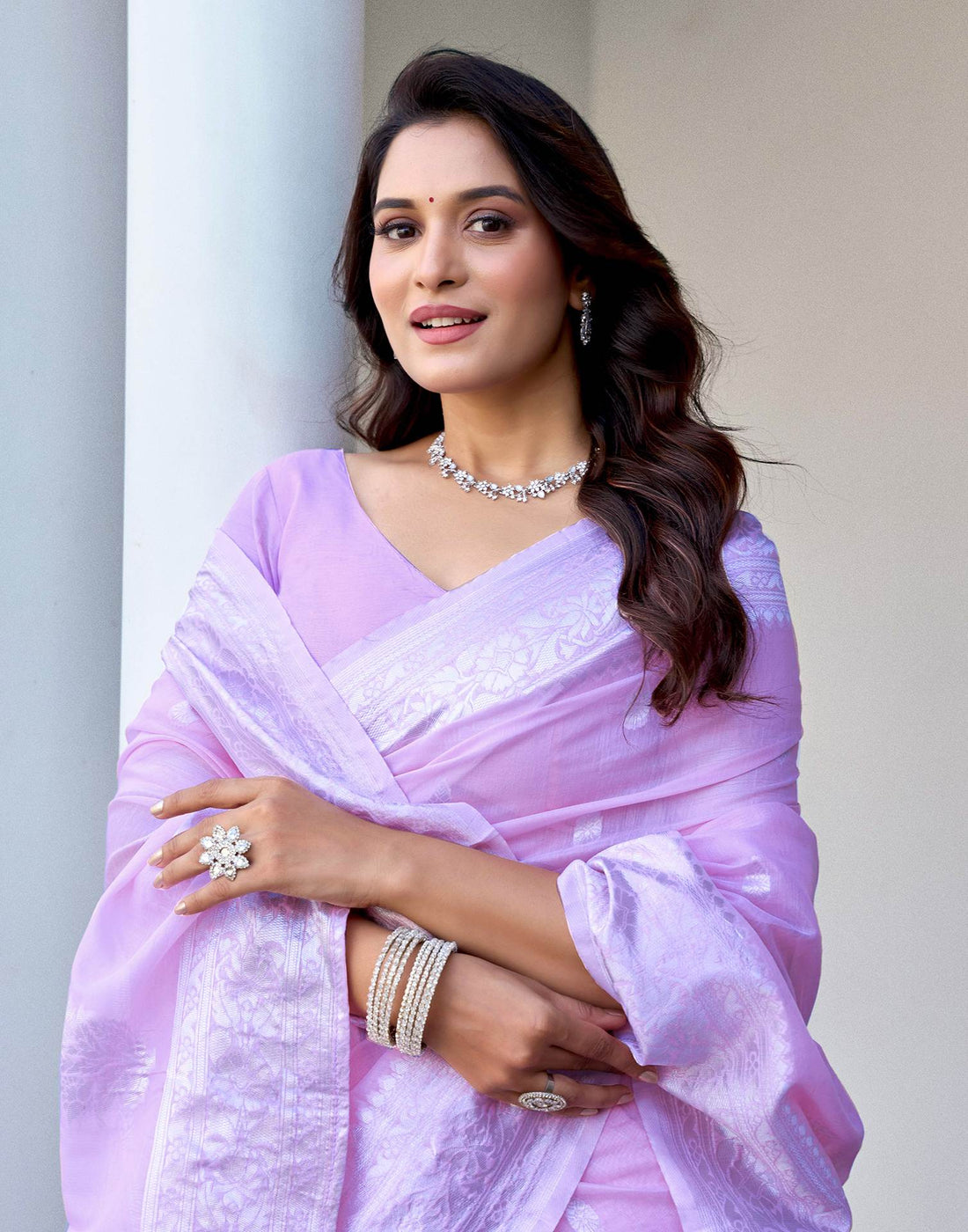 Light Purple Chanderi Woven Saree
