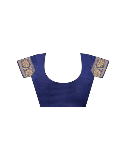 Navy Blue Chanderi Woven Saree