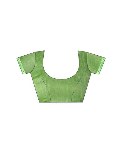 Green Georgette Woven Stripe Floral Printed Saree