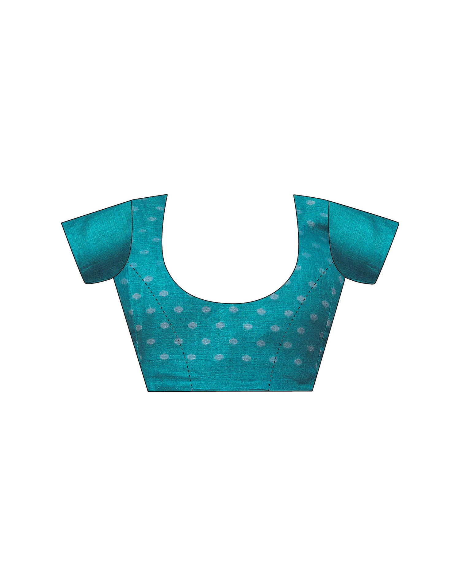 Teal Blue Cotton Blend Ikkat Printed Saree