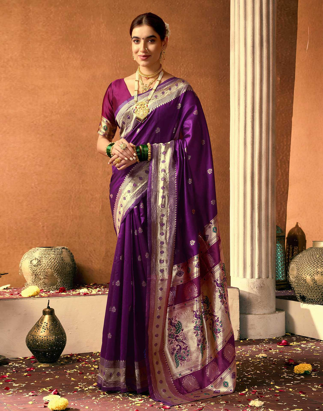 Dark Purple Silk Woven Paithani Saree