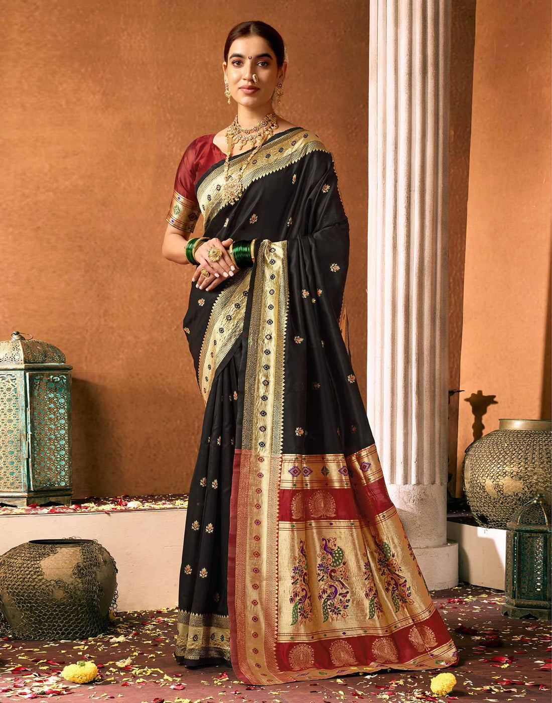 Black Silk Woven Paithani Saree