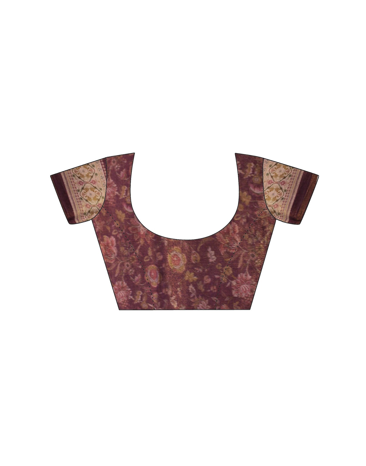 Dark Mauve Linen Floral Printed Saree