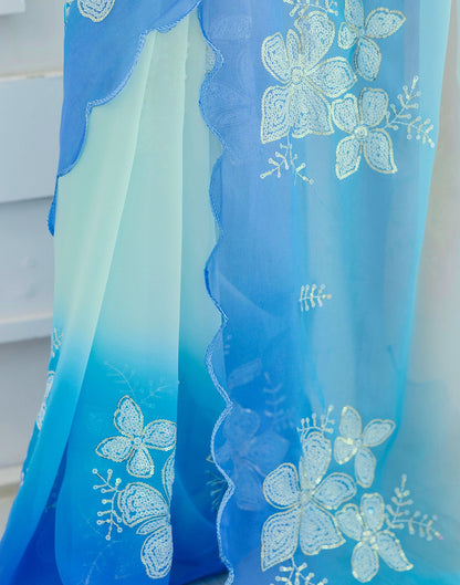 Multicoloured Georgette Sequence Embroidery Saree
