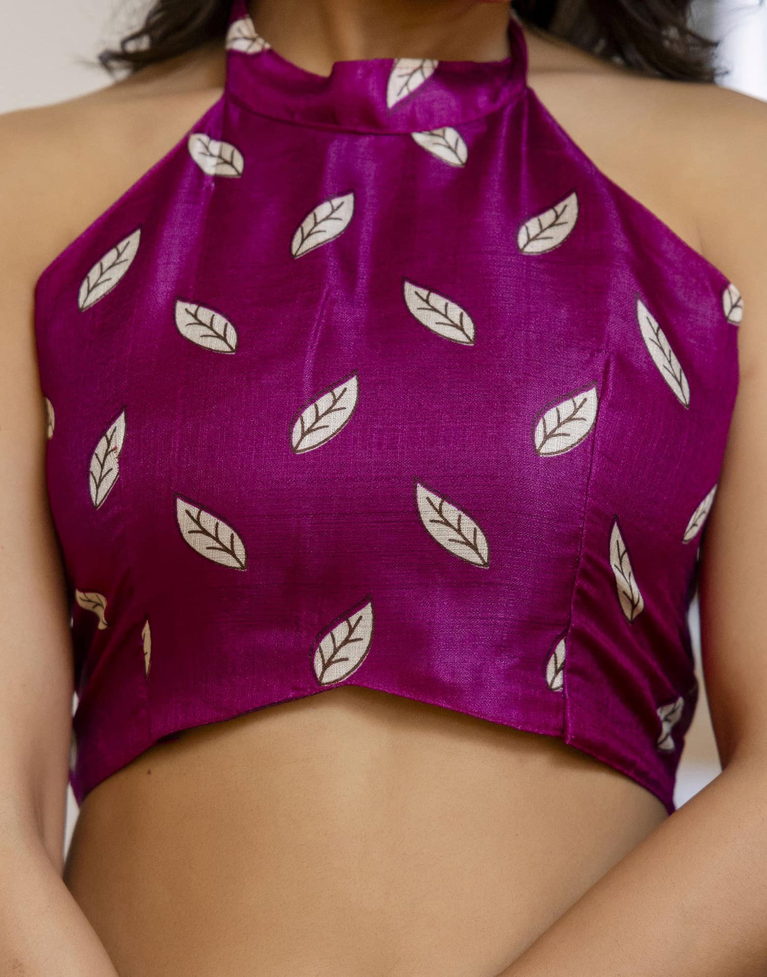 Dark Magenta Cotton Blend Floral printed Saree