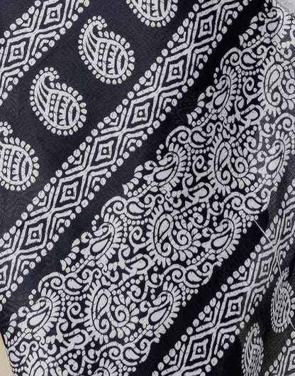 Black Cotton Blend Printed Saree