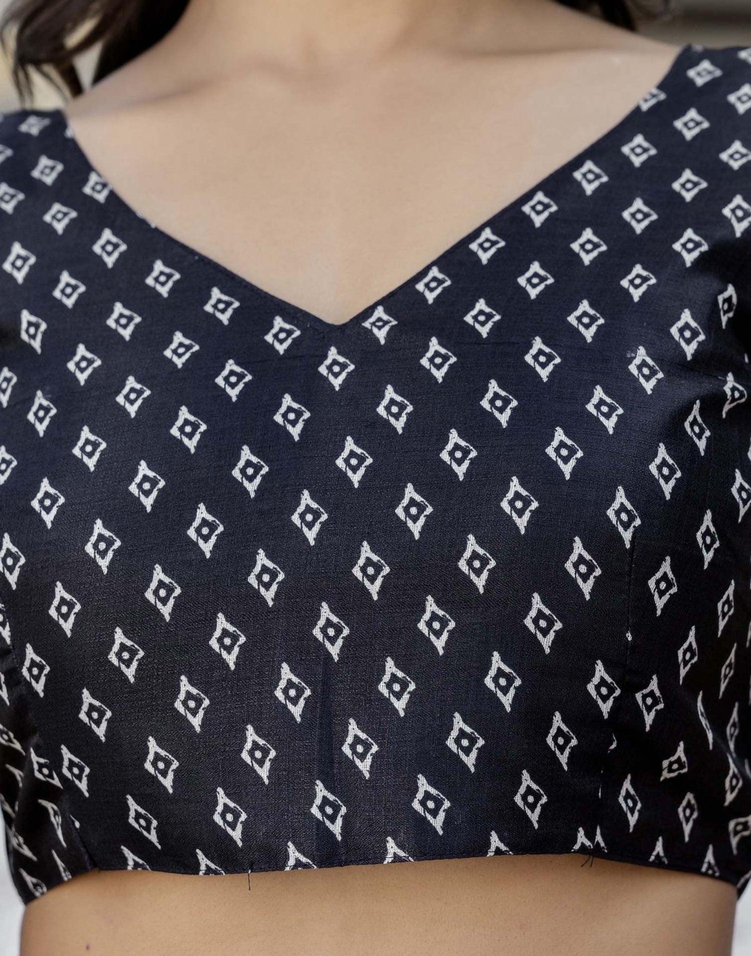 Black Cotton Blend Printed Saree
