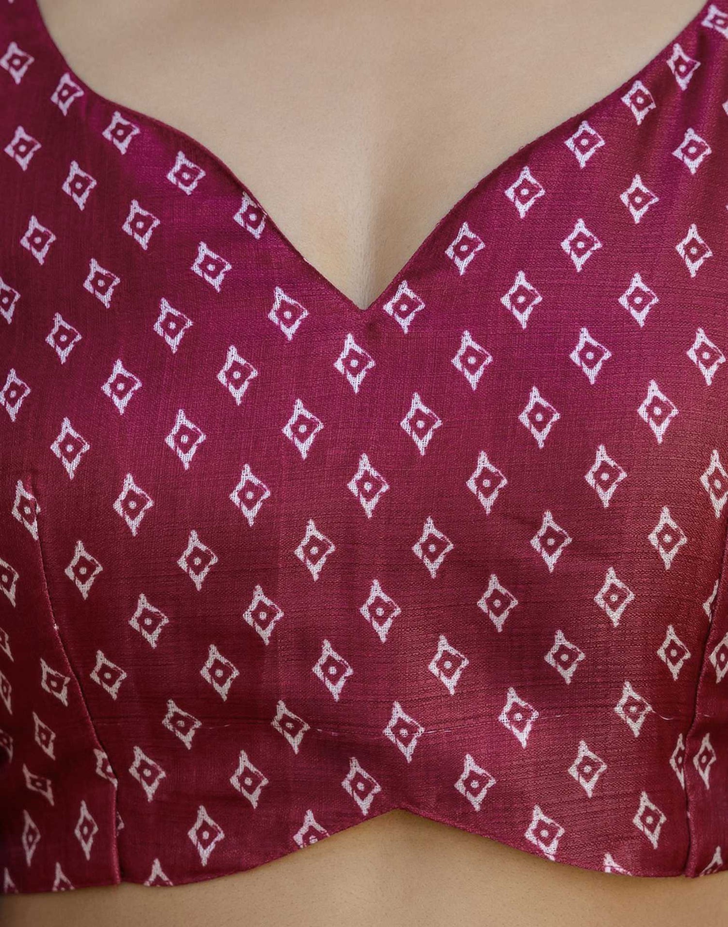 Maroon Cotton Blend Printed Saree