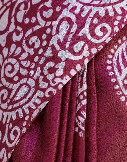 Maroon Cotton Blend Printed Saree