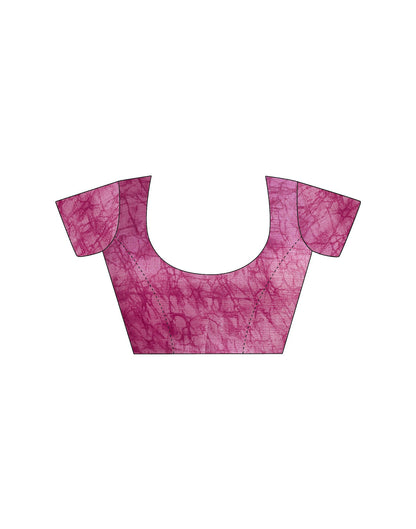 Pink Cotton Blend Floral Printed Saree
