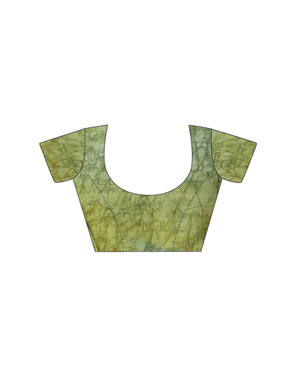 Olive Green Cotton Blend Floral Printed Saree