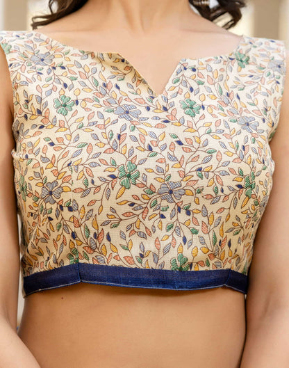 Dark Blue Cotton Blend Bandhani Printed Saree