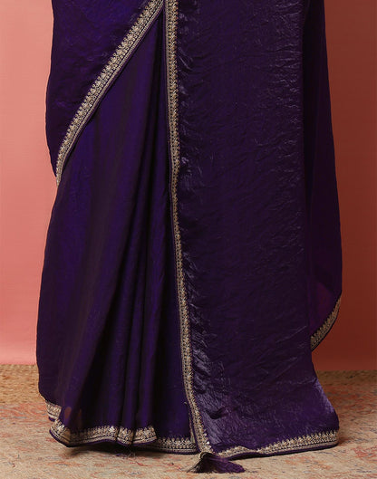 Purple Tissue Silk Sequence Lace Saree