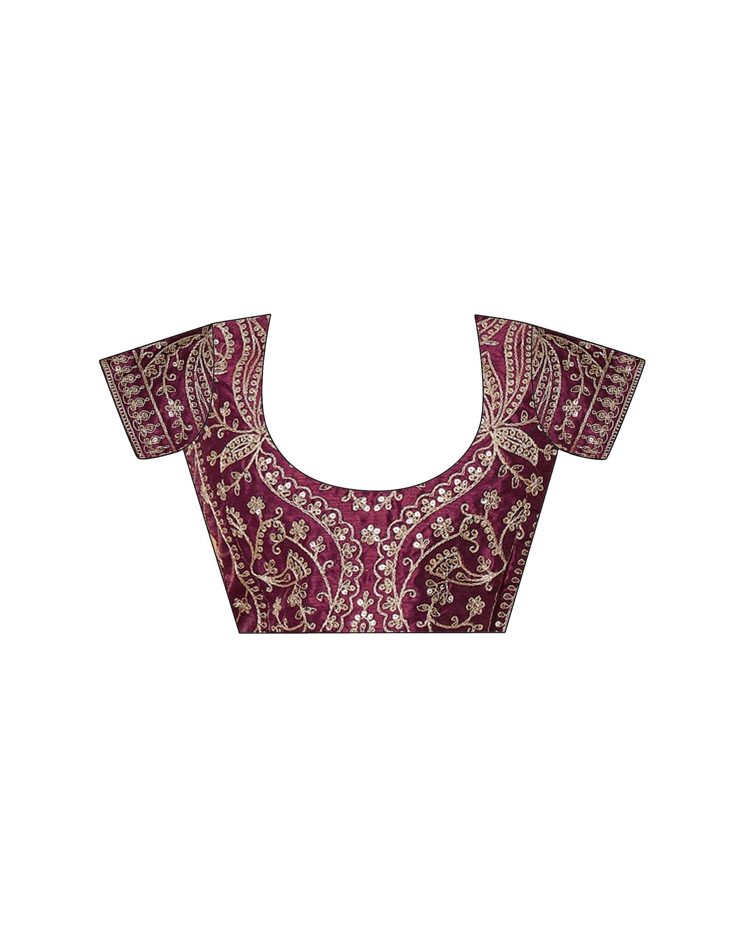 Dark Wine Tissue Silk Sequence Lace Saree