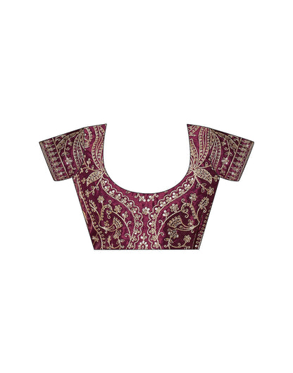 Dark Wine Tissue Silk Sequence Lace Saree