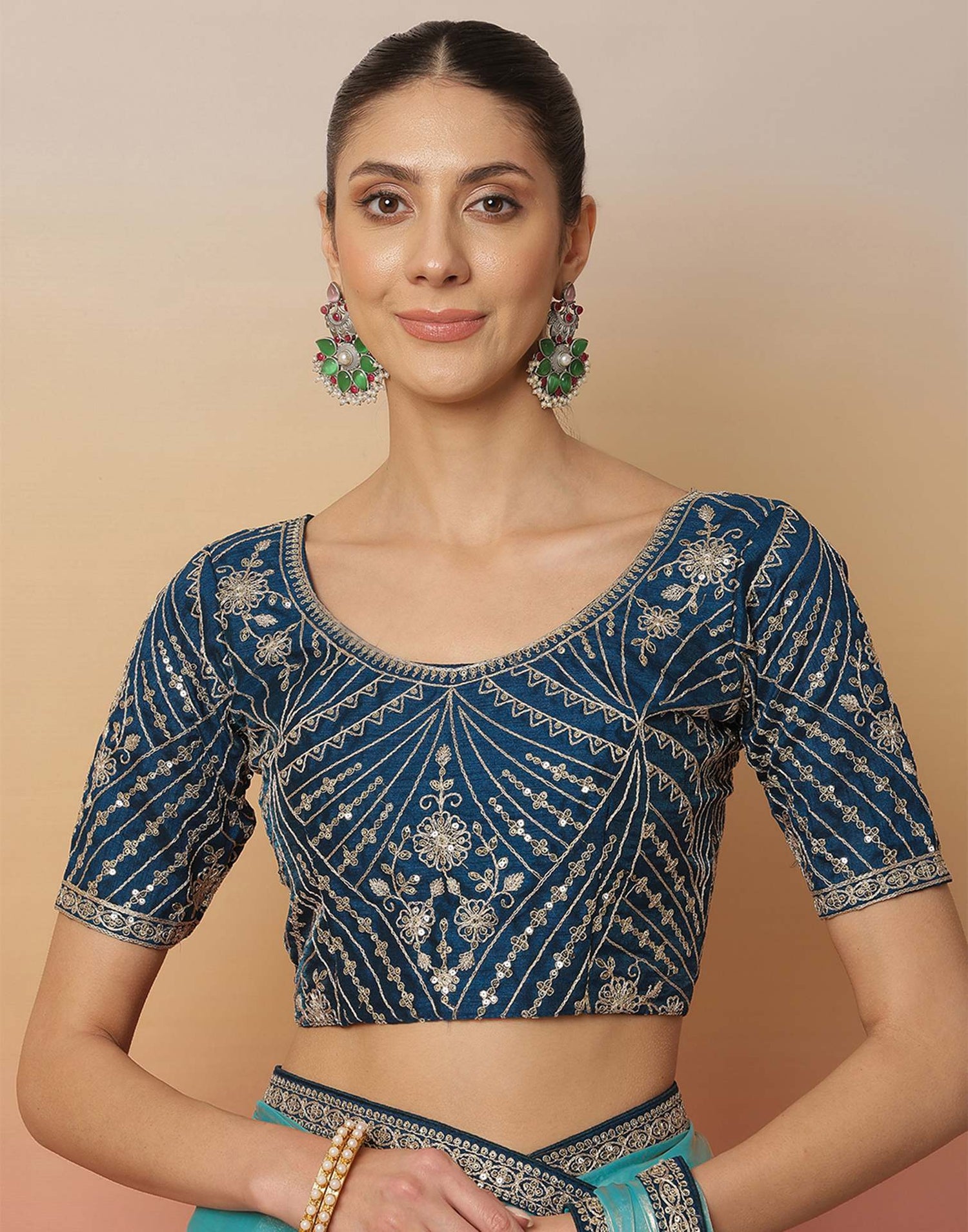 Light Blue Tissue Silk Sequence Lace Saree