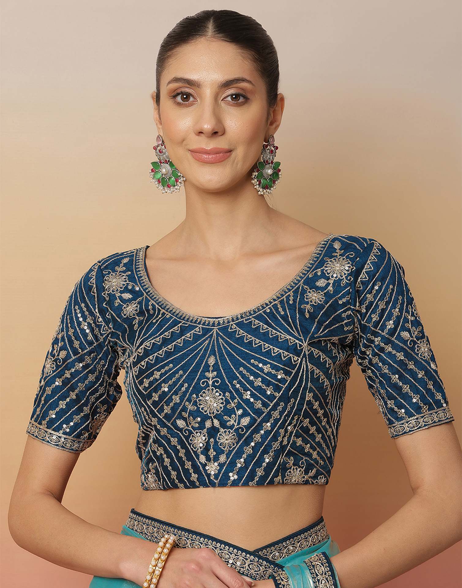 Light Blue Tissue Silk Sequence Lace Saree
