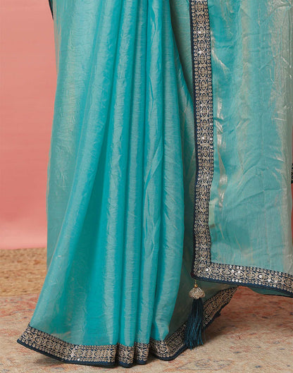 Light Blue Tissue Silk Sequence Lace Saree