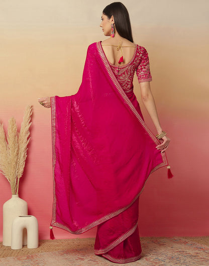 Dark Pink Tissue Silk Sequence Lace Saree
