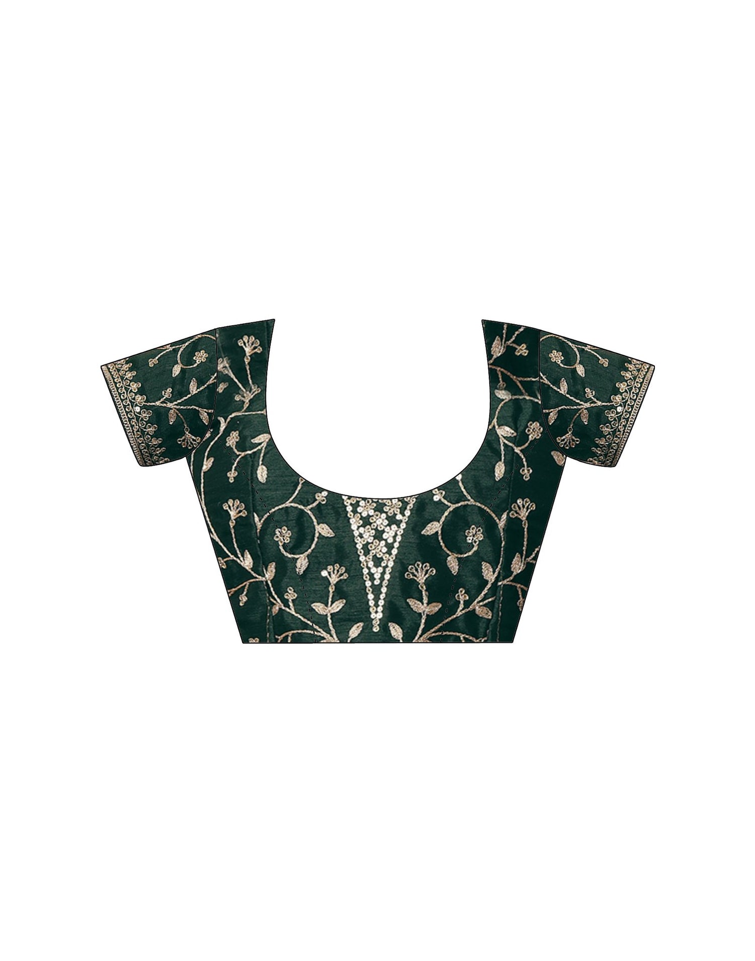 Dark Green Tissue Silk Sequence Lace Saree