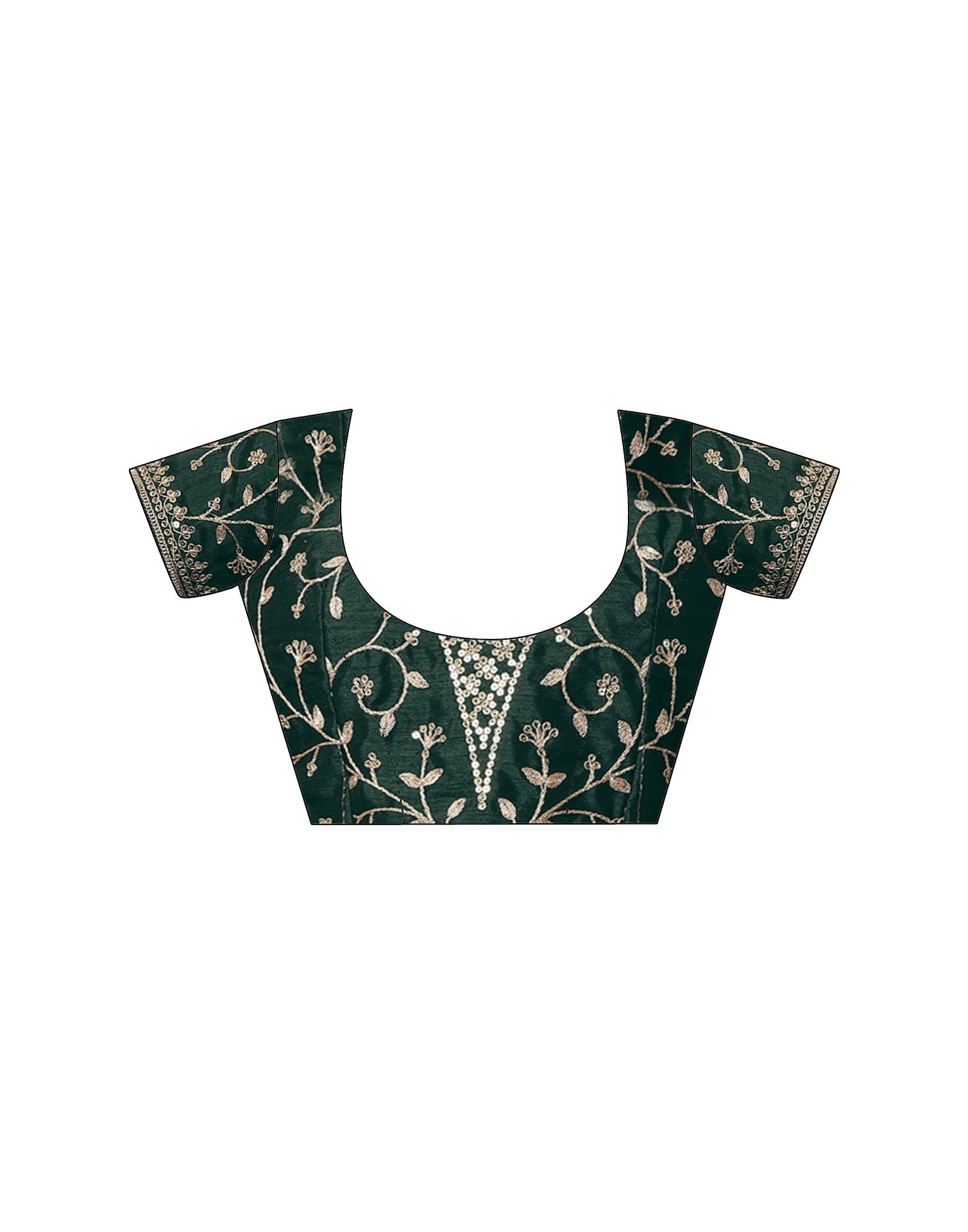 Dark Green Tissue Silk Sequence Lace Saree