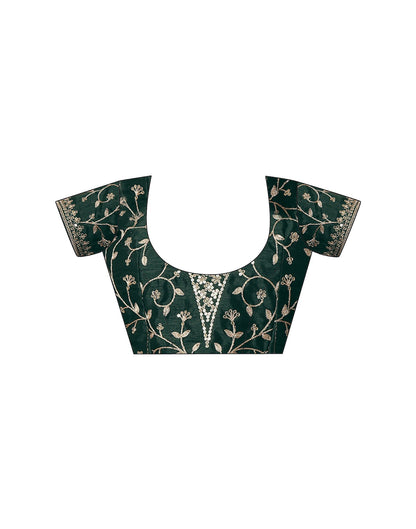 Dark Green Tissue Silk Sequence Lace Saree