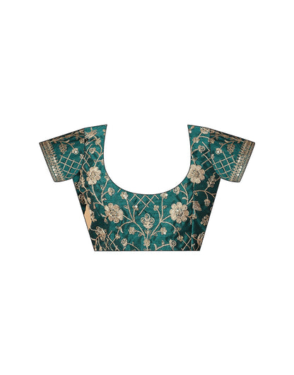 Teal Green Shimmer Sequence Lace Saree