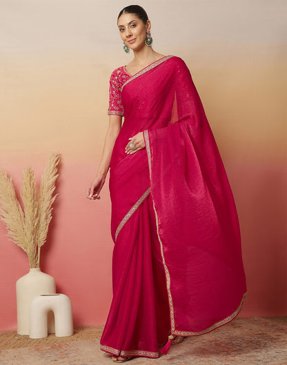 Rani Pink Shimmer Sequence Lace Saree