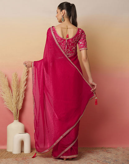 Rani Pink Shimmer Sequence Lace Saree
