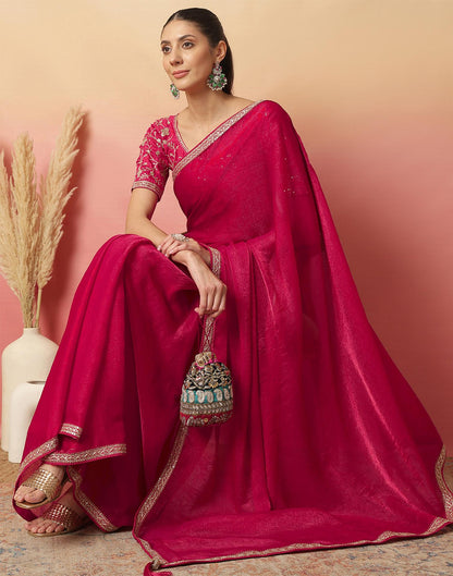 Rani Pink Shimmer Sequence Lace Saree