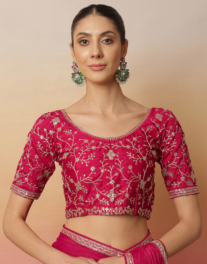 Rani Pink Shimmer Sequence Lace Saree