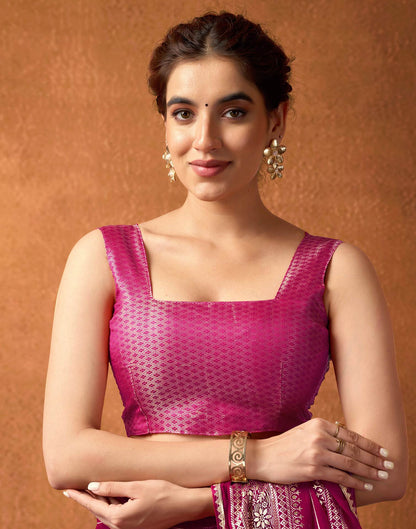 Magenta Georgette Foil Printed Saree