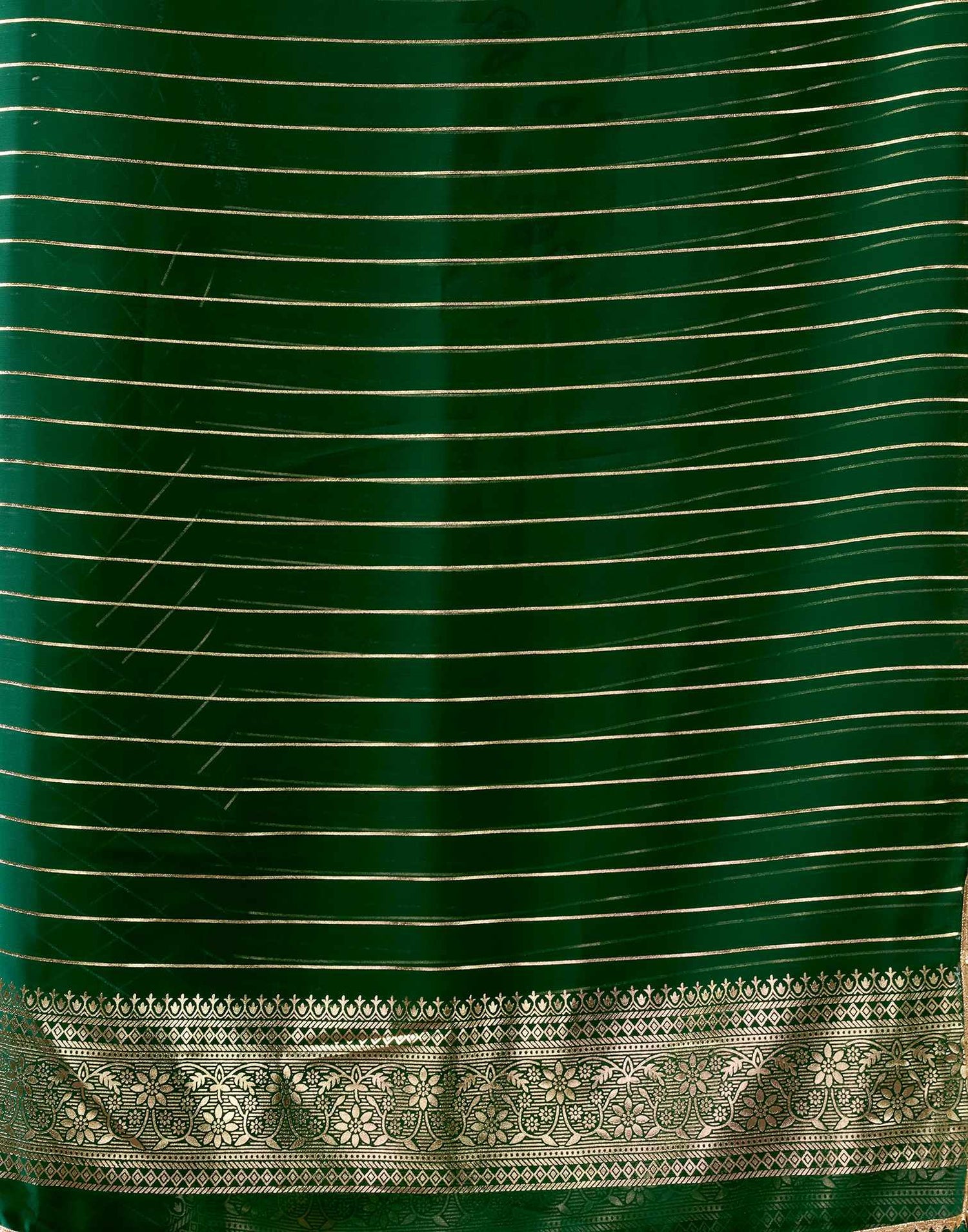 Dark Green Georgette Foil Printed Saree