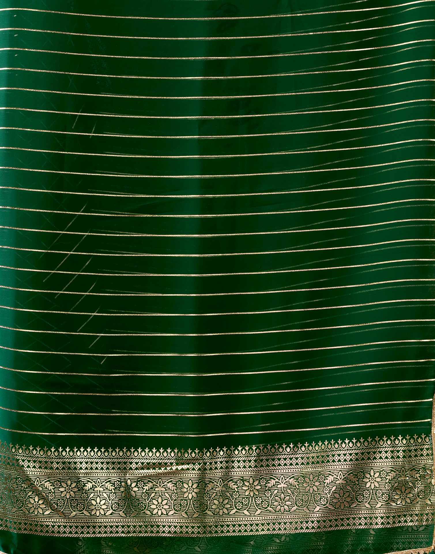 Dark Green Georgette Foil Printed Saree