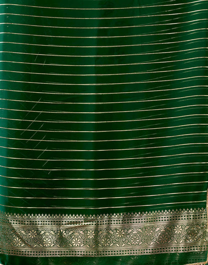 Dark Green Georgette Foil Printed Saree