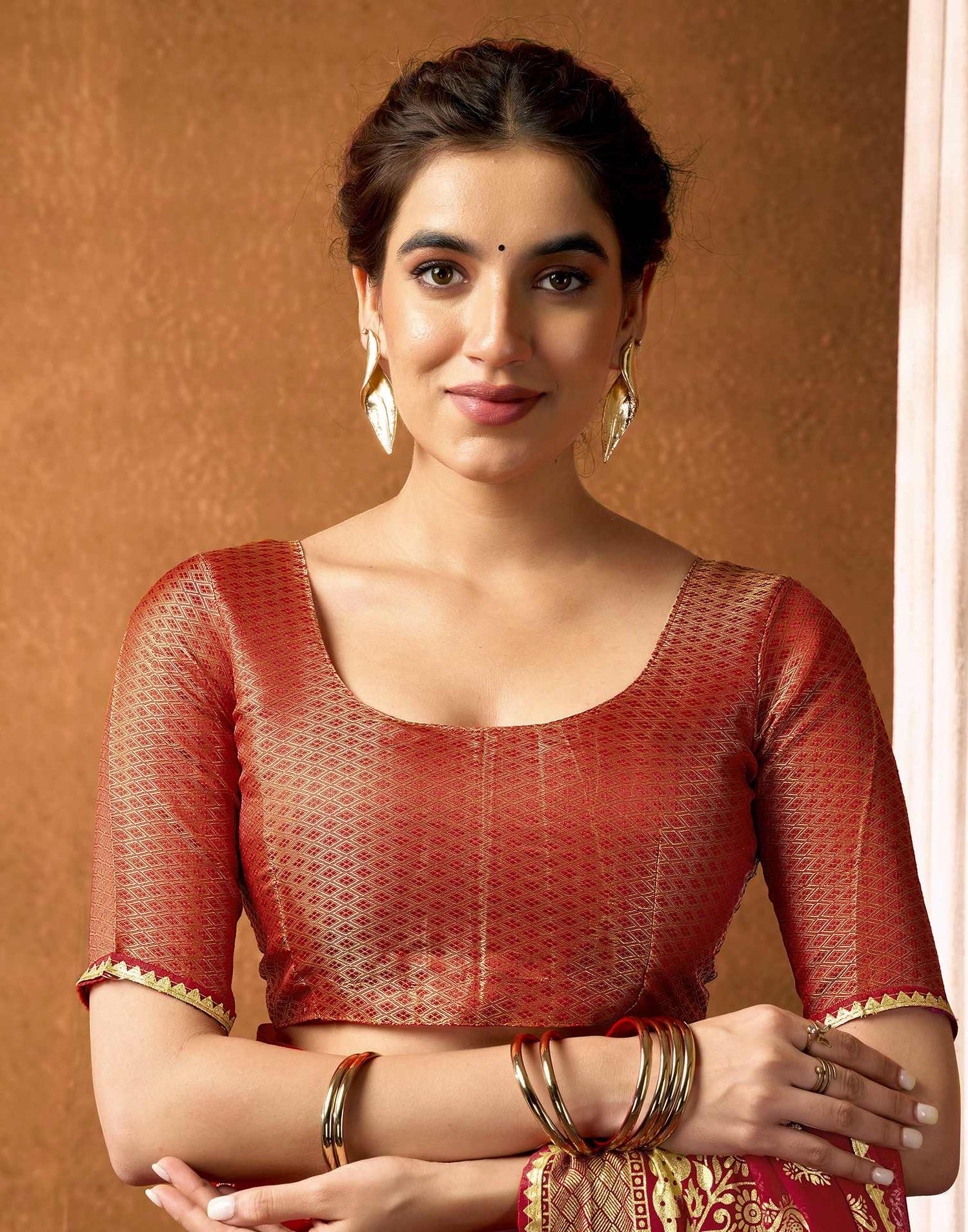Red Georgette Foil Printed Saree