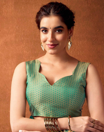 Teal Green Georgette Foil Printed Saree