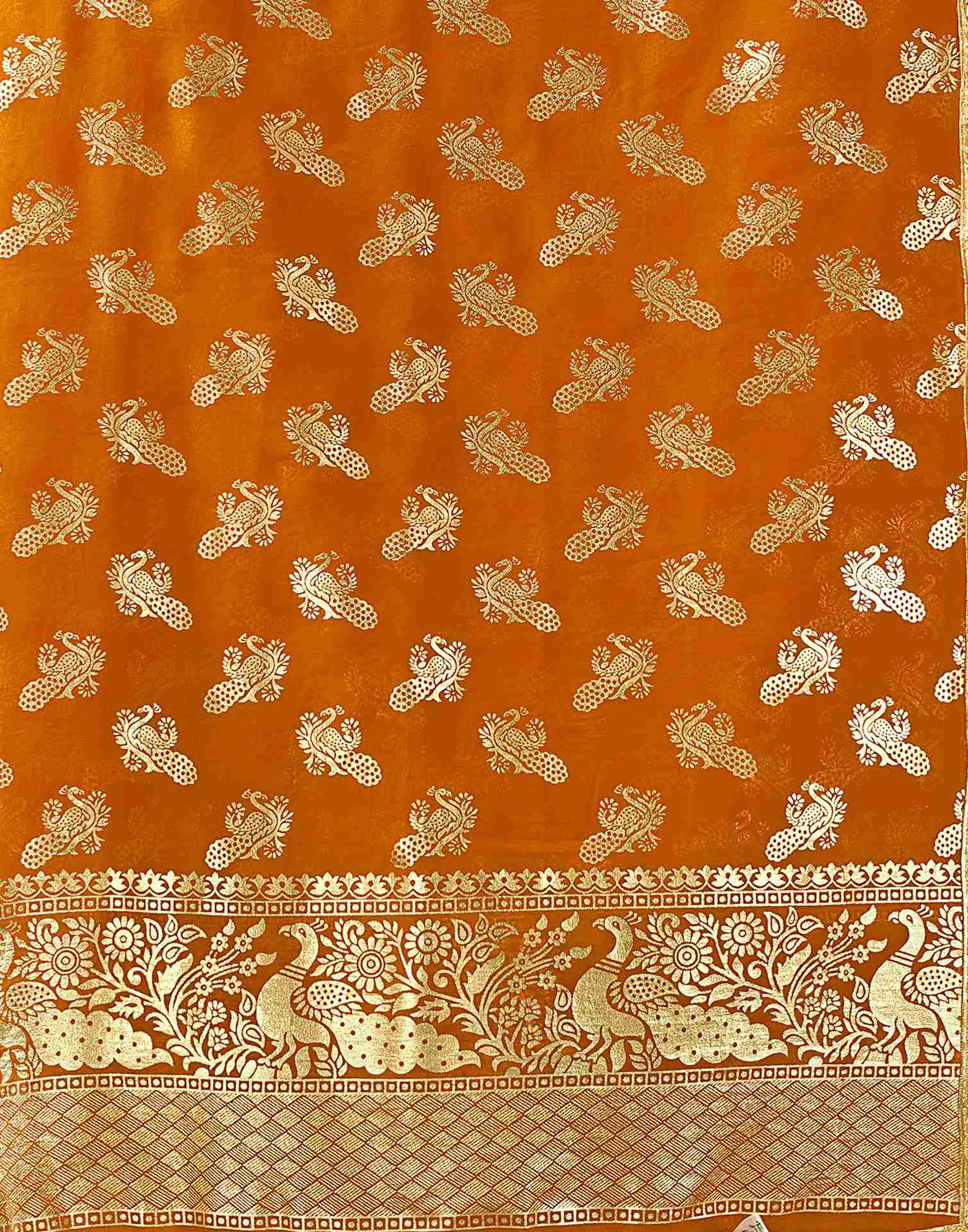 Yellow Georgette Foil Printed Saree