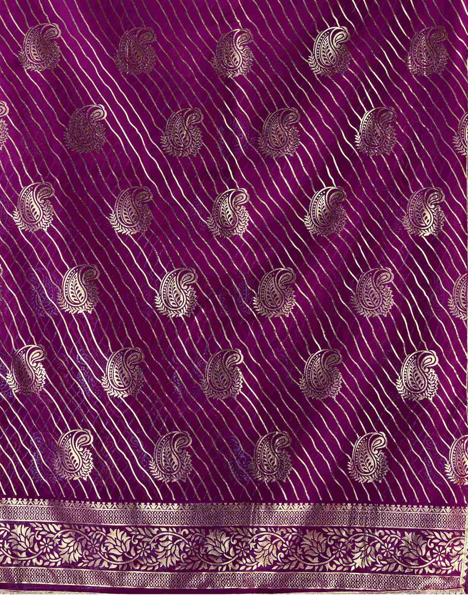 Dark Purple Georgette Foil Printed Saree