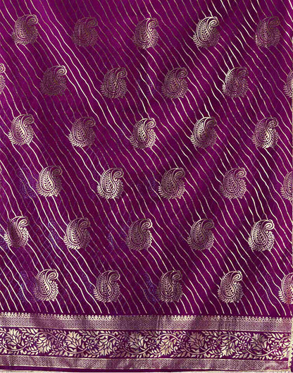 Dark Purple Georgette Foil Printed Saree