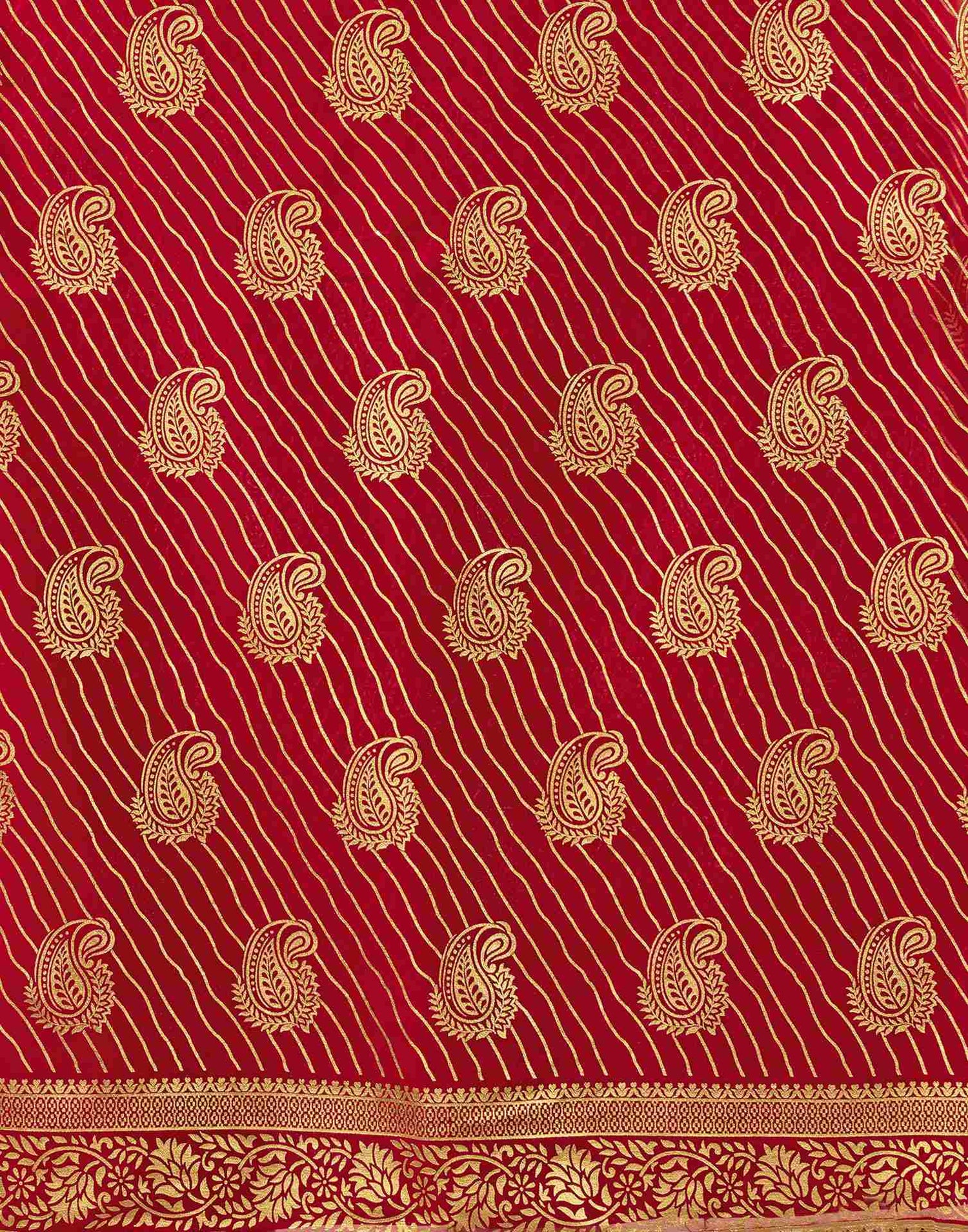 Red Georgette Foil Printed Saree
