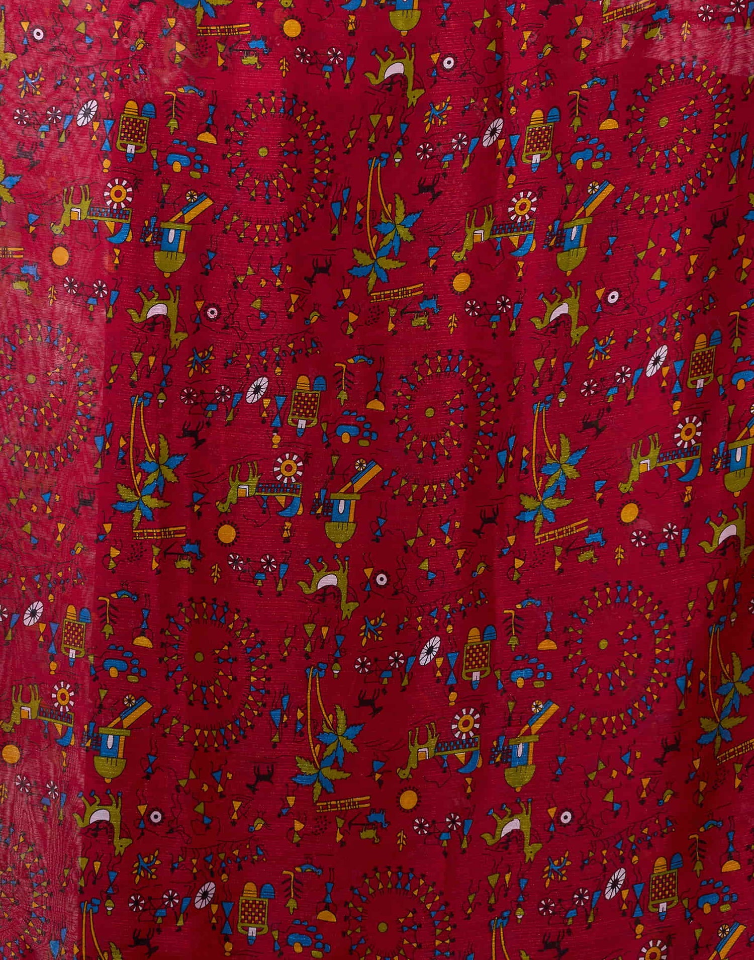 Red Georgette Warli Printed Saree