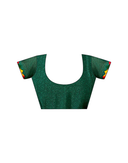 Dark Green Georgette Warli Printed Saree