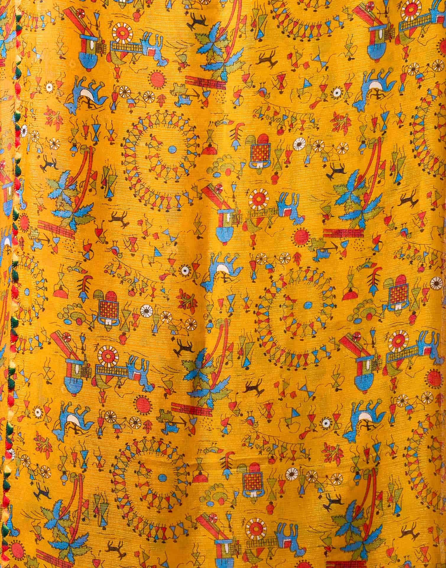 Yellow Georgette Warli Printed Saree