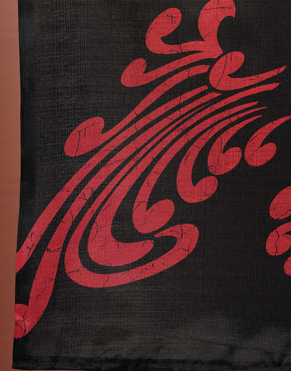 Black Cotton Blend Printed Saree