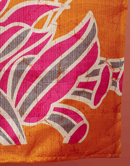 Mustard Yellow Cotton Blend Printed Saree
