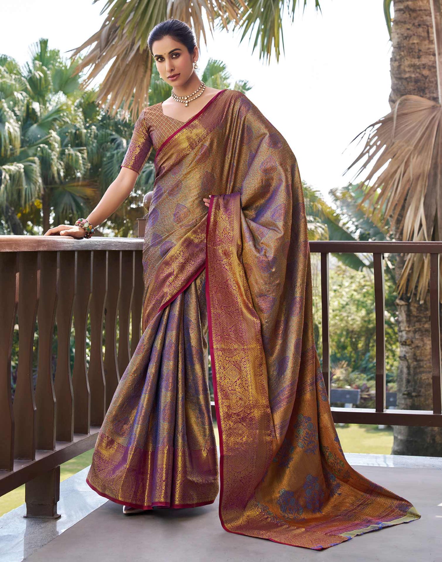 Dark Blue Silk Woven Kanjivaram Saree