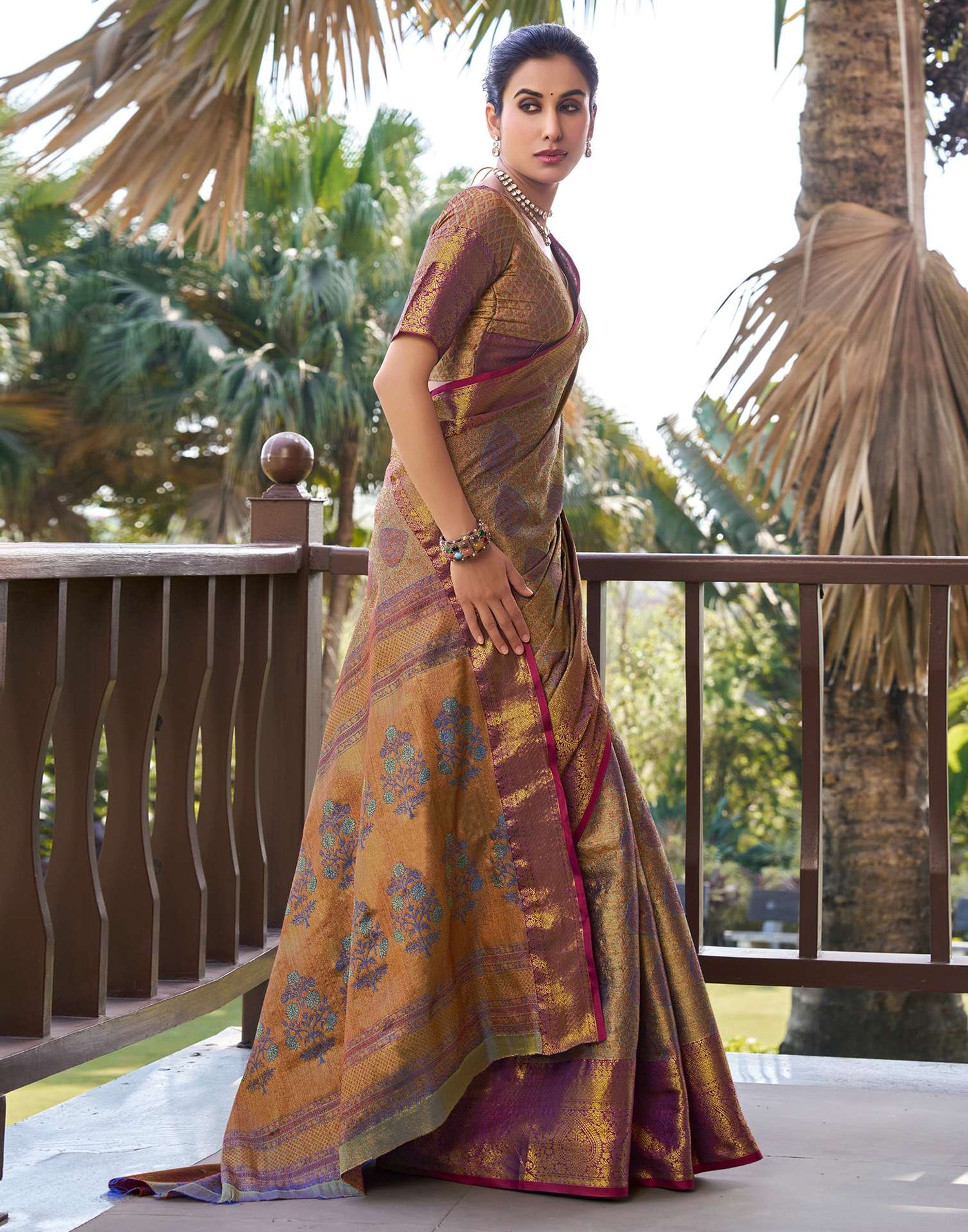 Dark Blue Silk Woven Kanjivaram Saree